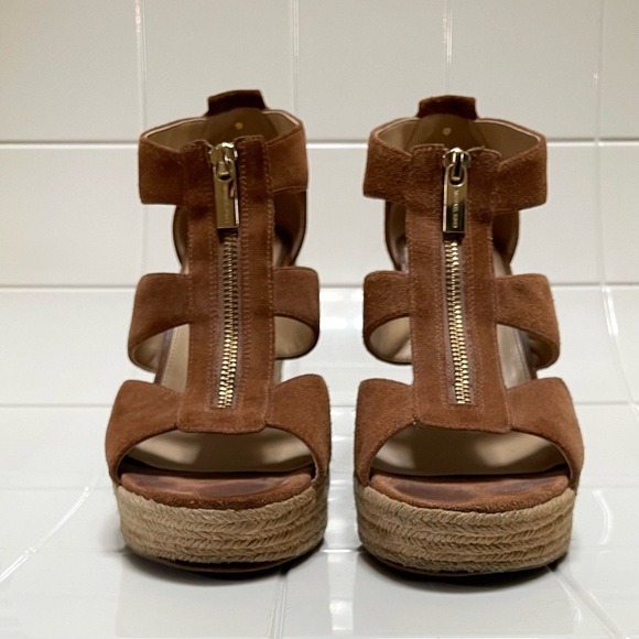 For TATIANA - Michael Kors Brown Suede Wedge Platform Espadrille Sandals size 11 - Picture 13 of 14
